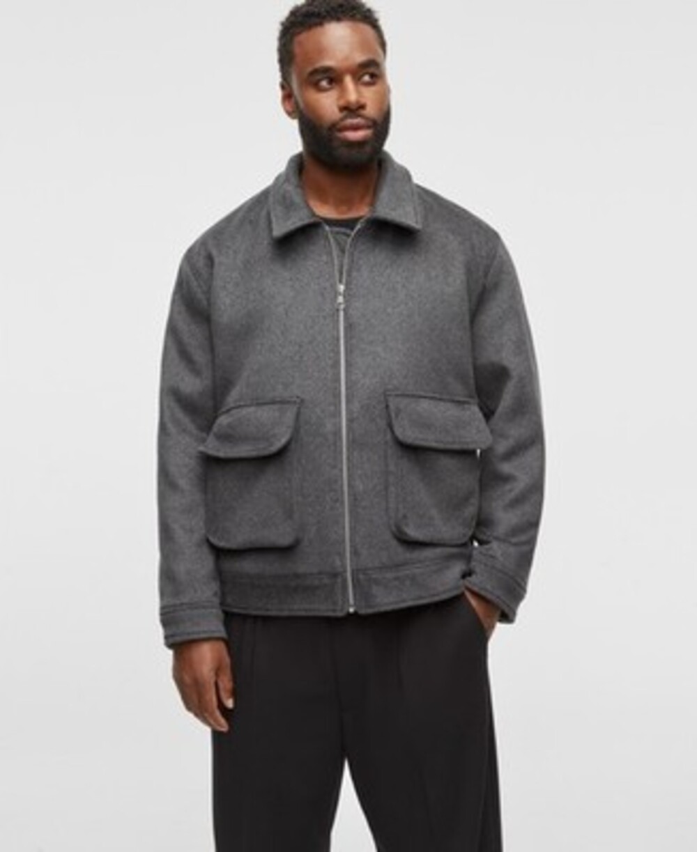 Mode of One Wool-Blend Utility Pocket Jacket Men's Large Heather Onyx